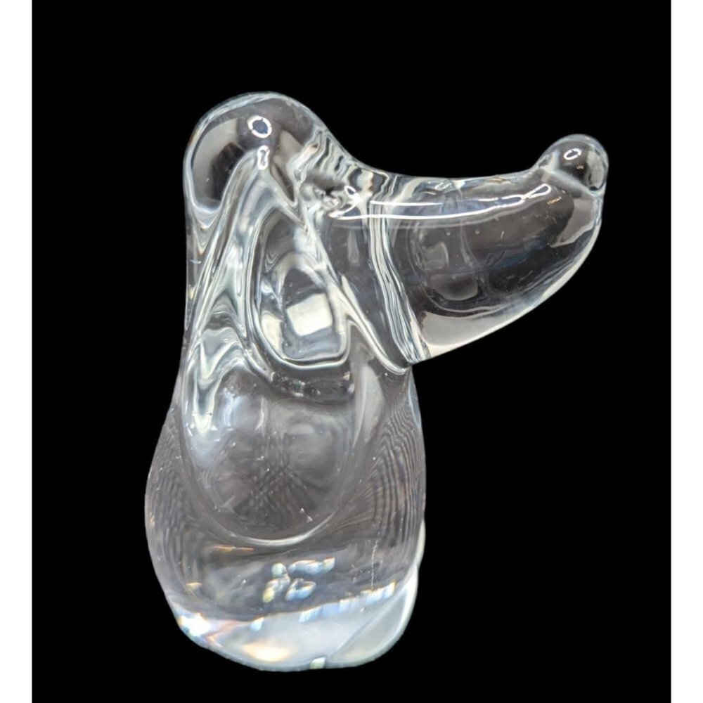 Vintage grynnen barret Basset Hound‎ Glass Clear Figurine Paperweight 4 inch